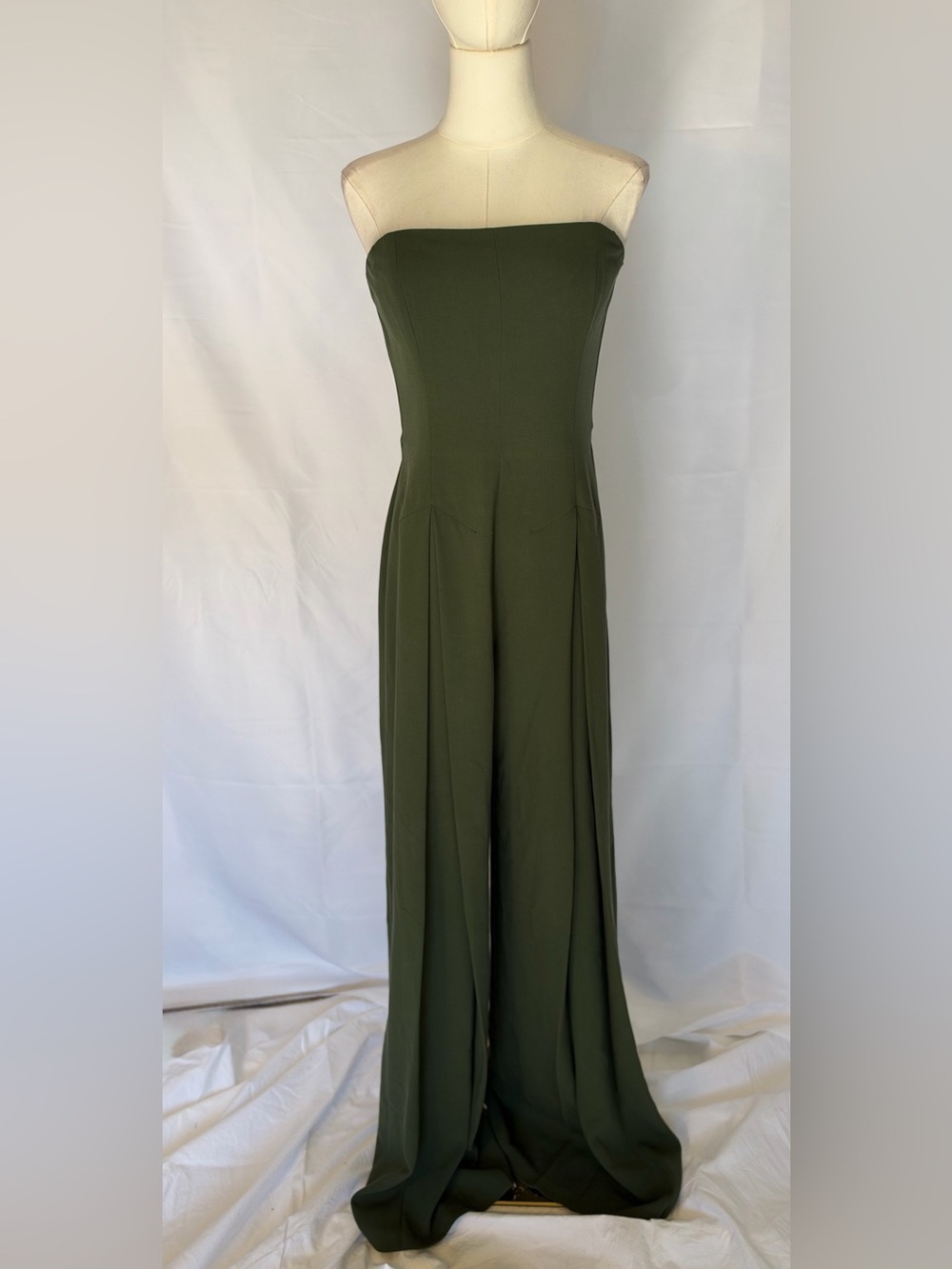 Black Halo Olive Strapless Wide-Leg Jumpsuit